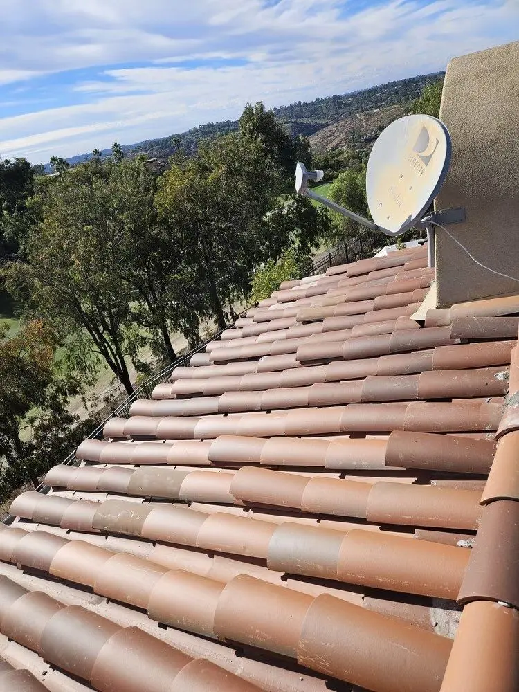 Completed two-piece clay tile roof