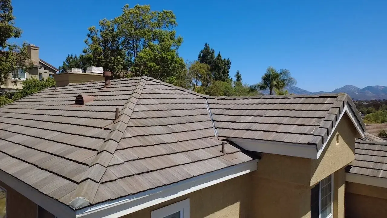Completed Carmel Mountain Ranch concrete tile roof after lift and lay