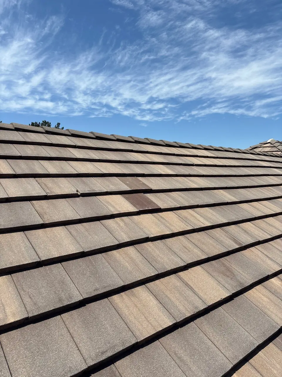 Completed concrete tile rows after roof maintenance in Murrieta