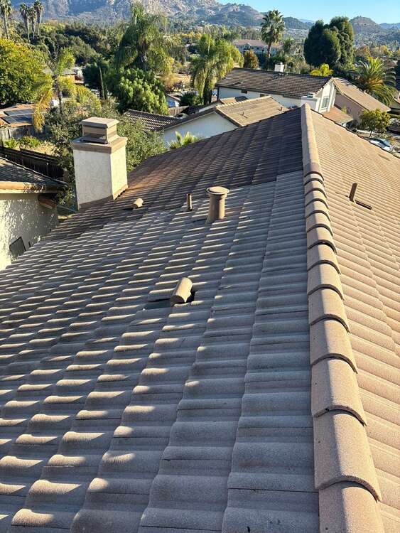 Overview of a concrete tile roof